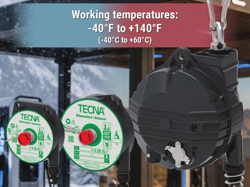 Outdoor Tool Balancers: Rust-Free TECNA Balancers for EV Charging, Forklift Bays and Car Washes