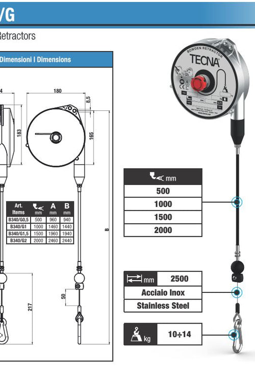 Load image into Gallery viewer, Bowden Tool Balancer TECNA B340/G1 (22 to 31lb, 8.2ft)
