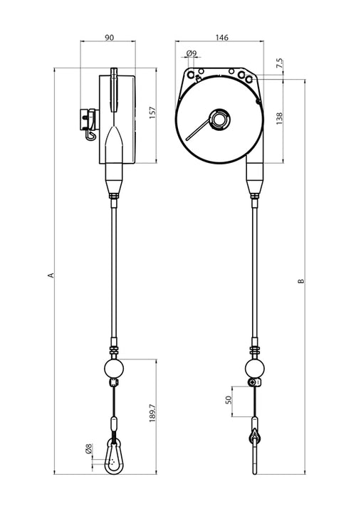 Load image into Gallery viewer, Bowden Tool Balancer TECNA B323/G0,5 (13.2 to 17.6lb, 6.6ft)
