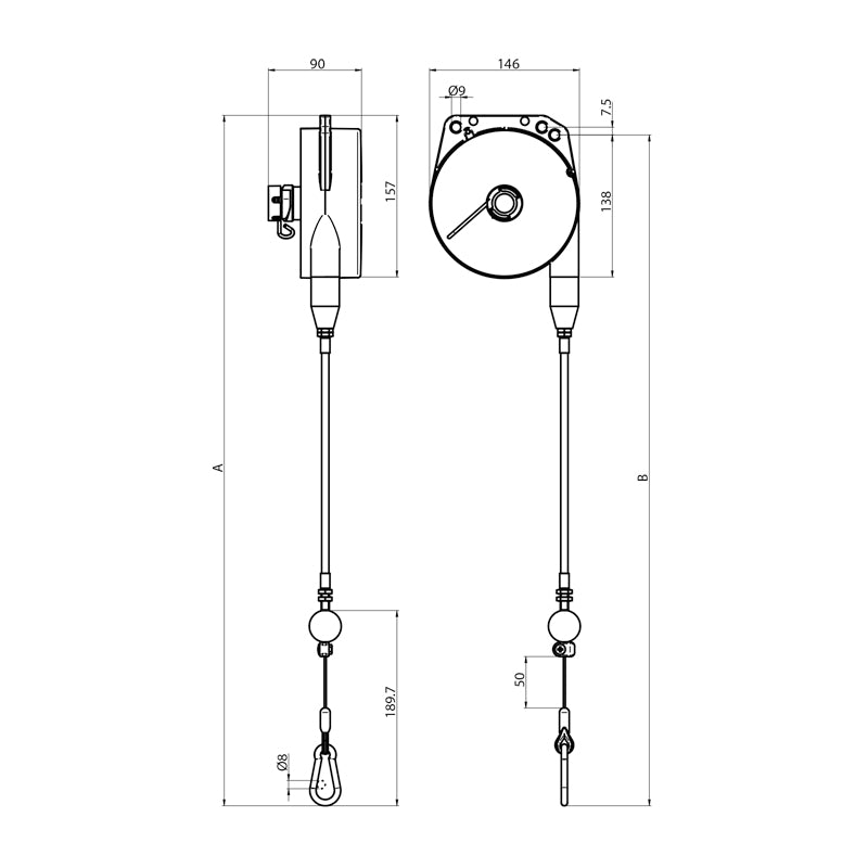 Bowden Tool Balancer TECNA B323/G1 (13.2 to 17.6lb, 6.6ft)