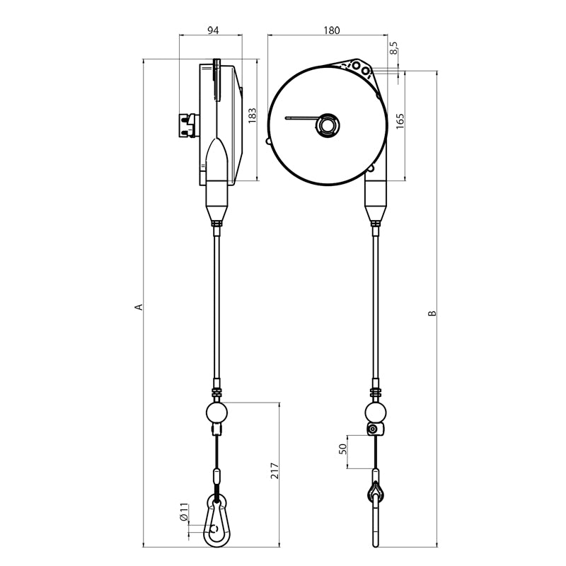 Bowden Tool Balancer TECNA B340/G1,5 (22 to 31lb, 8.2ft)