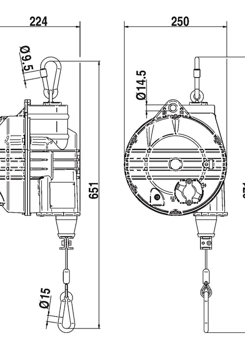 Load image into Gallery viewer, Food Industry Tool Balancer TECNA 9524RL (110 to 132lb, 8.9ft)
