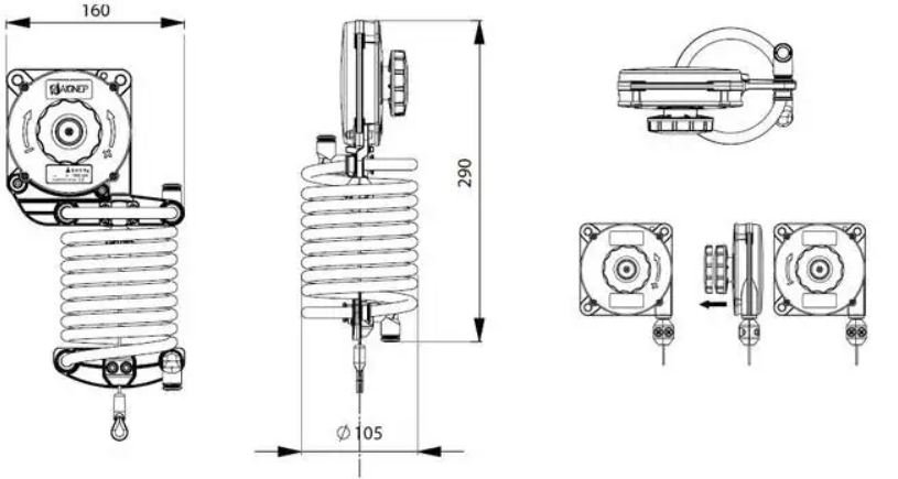 Tool Balancer with air hose ZECA 631AIR 2.2 - 4.4lb 63"