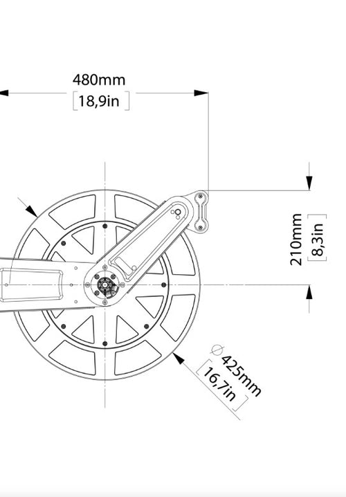 Load image into Gallery viewer, Industrial Oil-Water Hose Reel Zeca 8442/1111 ZNA, 50 ft, 3/8" ID, 2600 PSI, 3/8" FNPT Outlet, 3/8" FNPT Inlet
