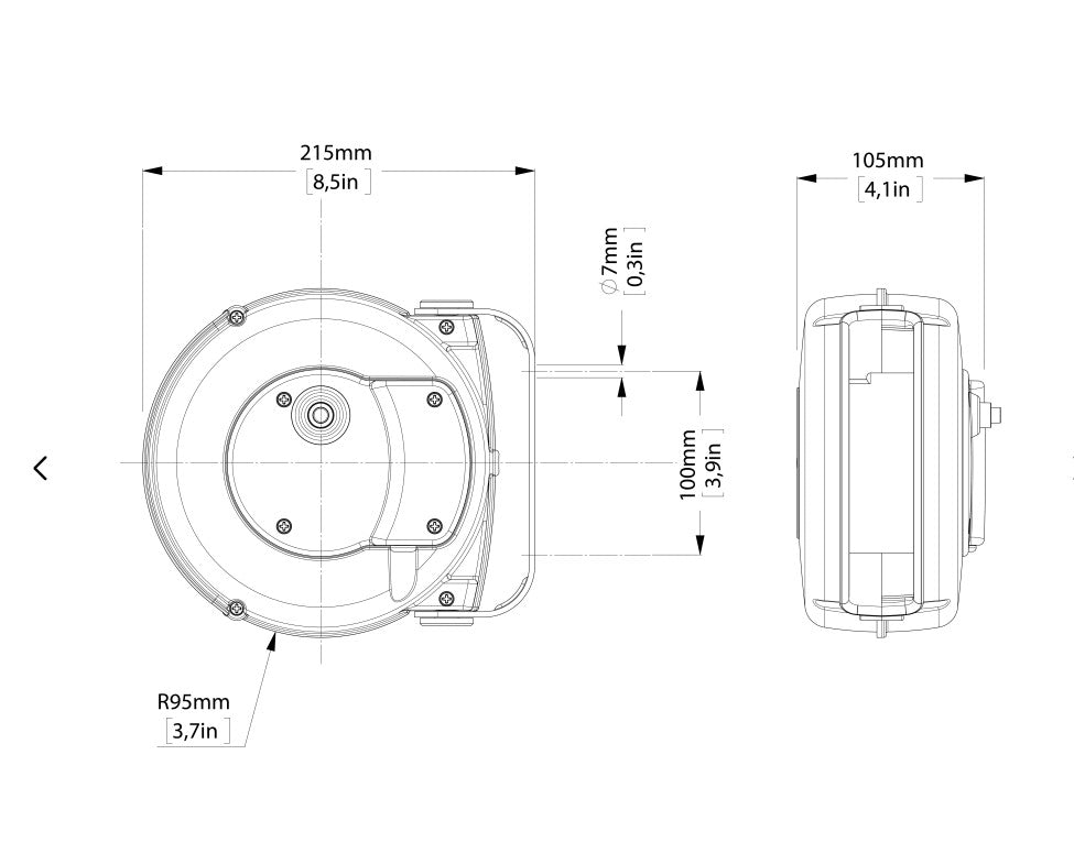 Industrial Power Cord Reel Zeca 9003 ZNA, 18 AWG, 23 ft, 5 Amps, 120 Volts, PVC, Protection IP42