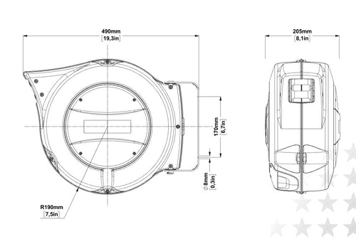 Load image into Gallery viewer, Industrial Air Hose Reel Zeca AM85/10 4AU ZNA, 50 ft, 3/8" ID, 220 PSI, 3/8" MNPT, 4AU
