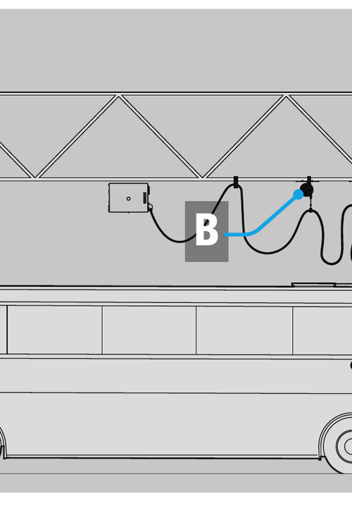 Load image into Gallery viewer, Mounting heights in feet for overhead EV charging of an electric bus
