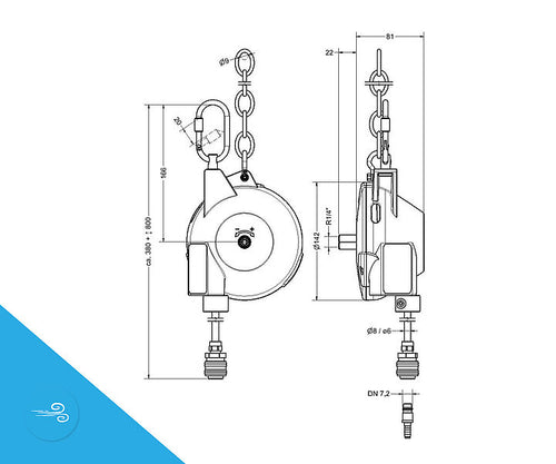 Cargue la imagen en el visor de la galería, Equilibrador de herramientas Kromer 7230-01 (6,6 a 11 lb, 6,6 pies)
