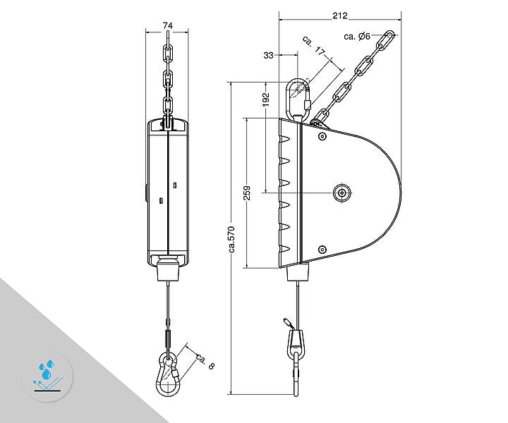 INOX PRO® 7221-02 Rust-Free Kromer Tool Retractor (8.8 to 17.6lb, 9.8ft)