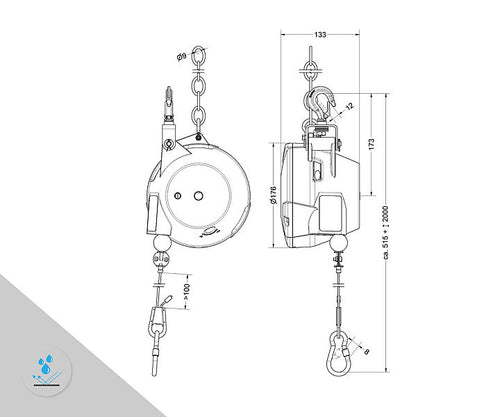 Load image into Gallery viewer, INOX PRO® 7230-05 (8230-05) Rust-Free Kromer Tool Balancers (28.7 to 37.5lb, 6.6ft)
