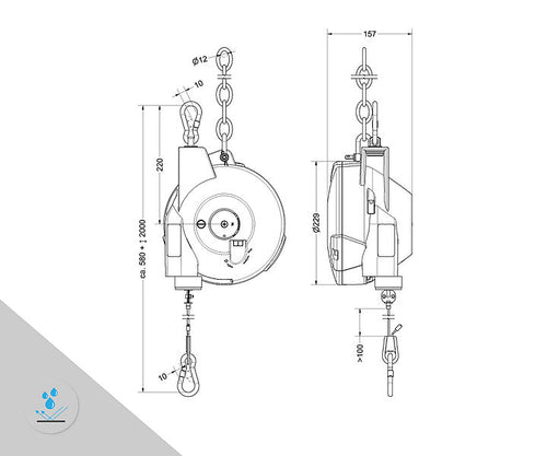 Load image into Gallery viewer, INOX PRO® 7235-02 (8235-02) Rust-Free Kromer Tool Balancers (55 to 77lb, 6.6ft)
