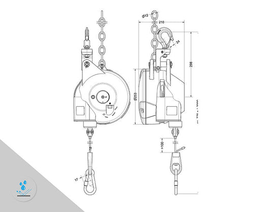 Load image into Gallery viewer, INOX PRO® 8241-03 (7241-03) Rust-Free Kromer Tool Balancers (66 to 99lb, 6.6ft)
